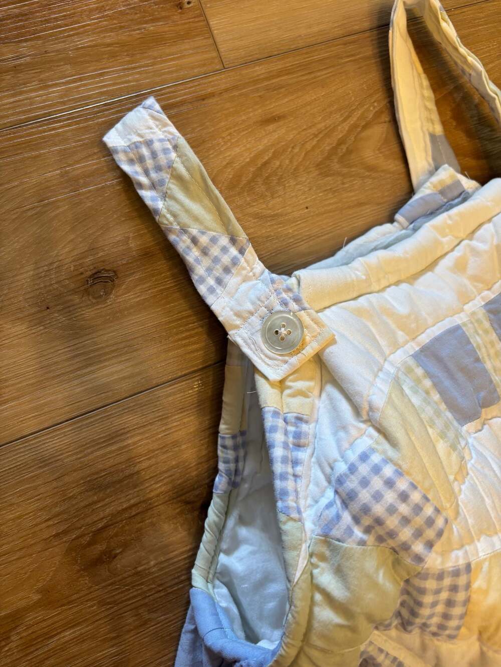 Handmade SnowSuit Sleep Wear Jumpsuit Reworked Circle gingham Quilt M-L - Picture 9 of 11